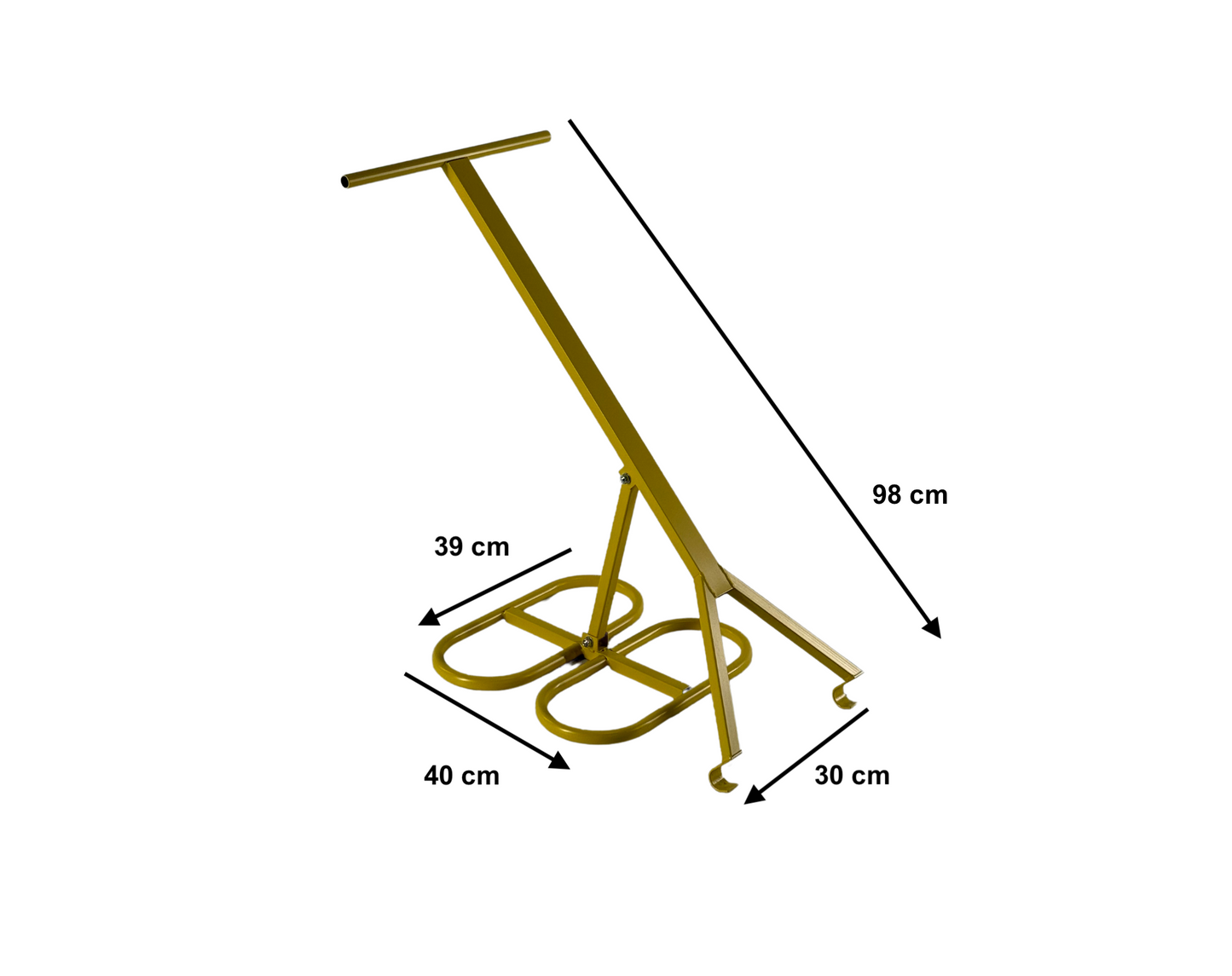 Side view with dimensions of Manual Metal Trash Compactor - PRESS