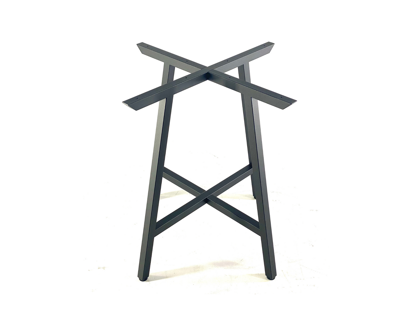 Front view of thin elegant steel table base - CROSS SLIM