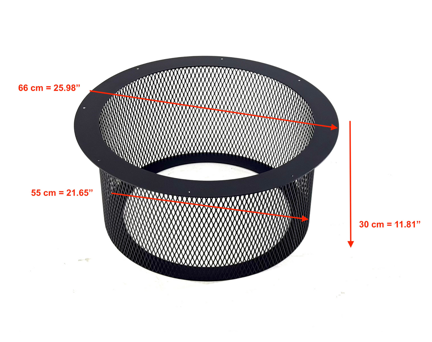 Side view with dimensions of Metal Coffee table base - CIRCLE