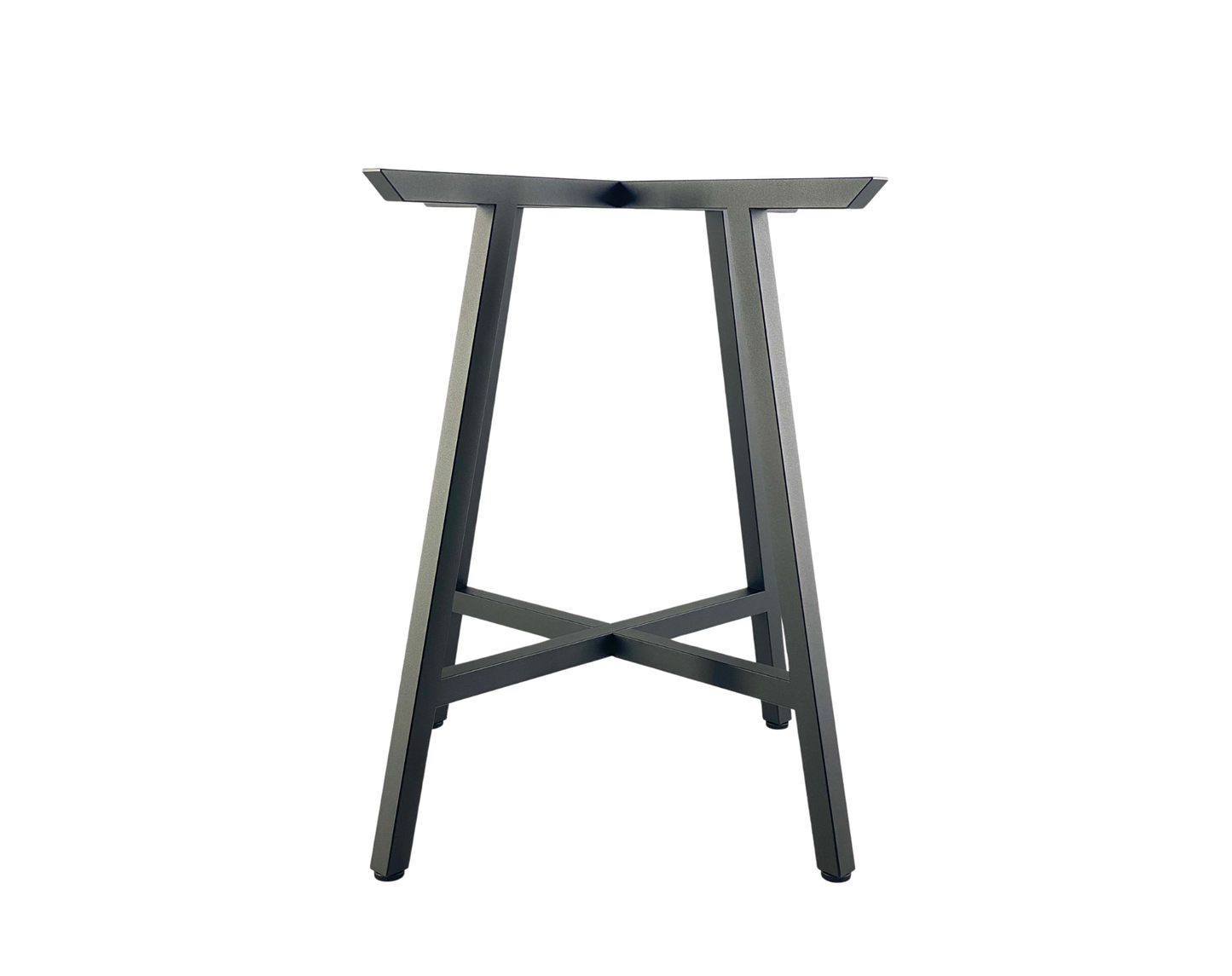 Side view of thin elegant steel table base - CROSS SLIM