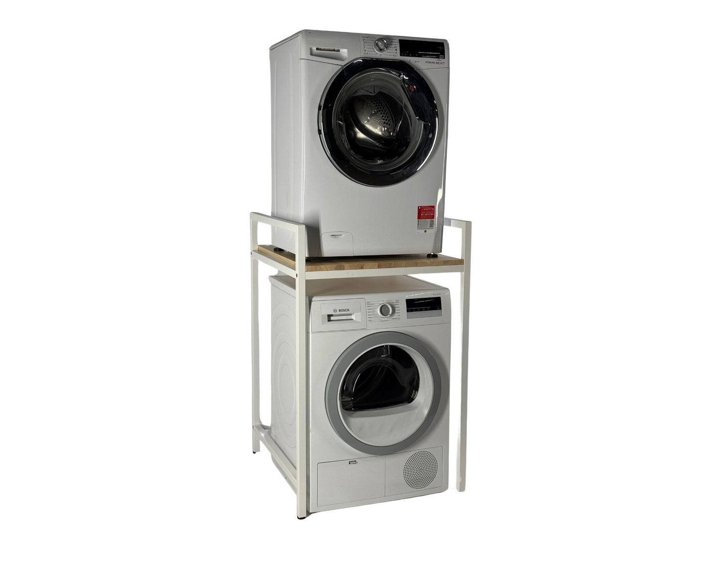 Front view with washing machine of Steel Stand for Washing Machine and Dryer - FRESH