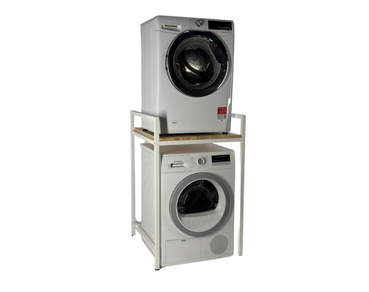 Front view with washing machine of Steel Stand for Washing Machine and Dryer - FRESH