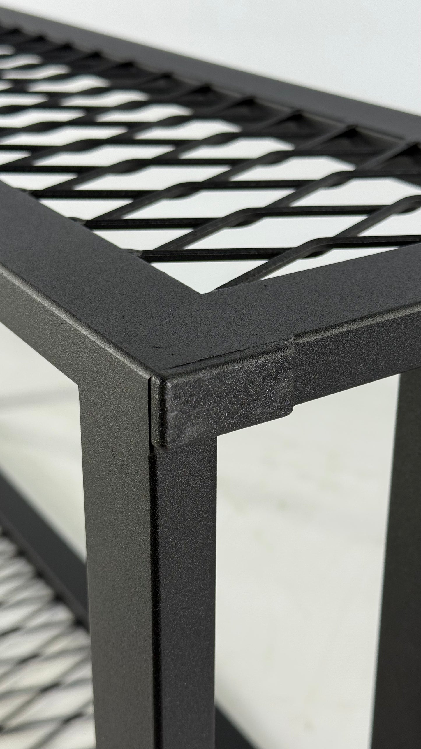 Modern Steel Firewood Rack with Mesh Sides - DIAMOND