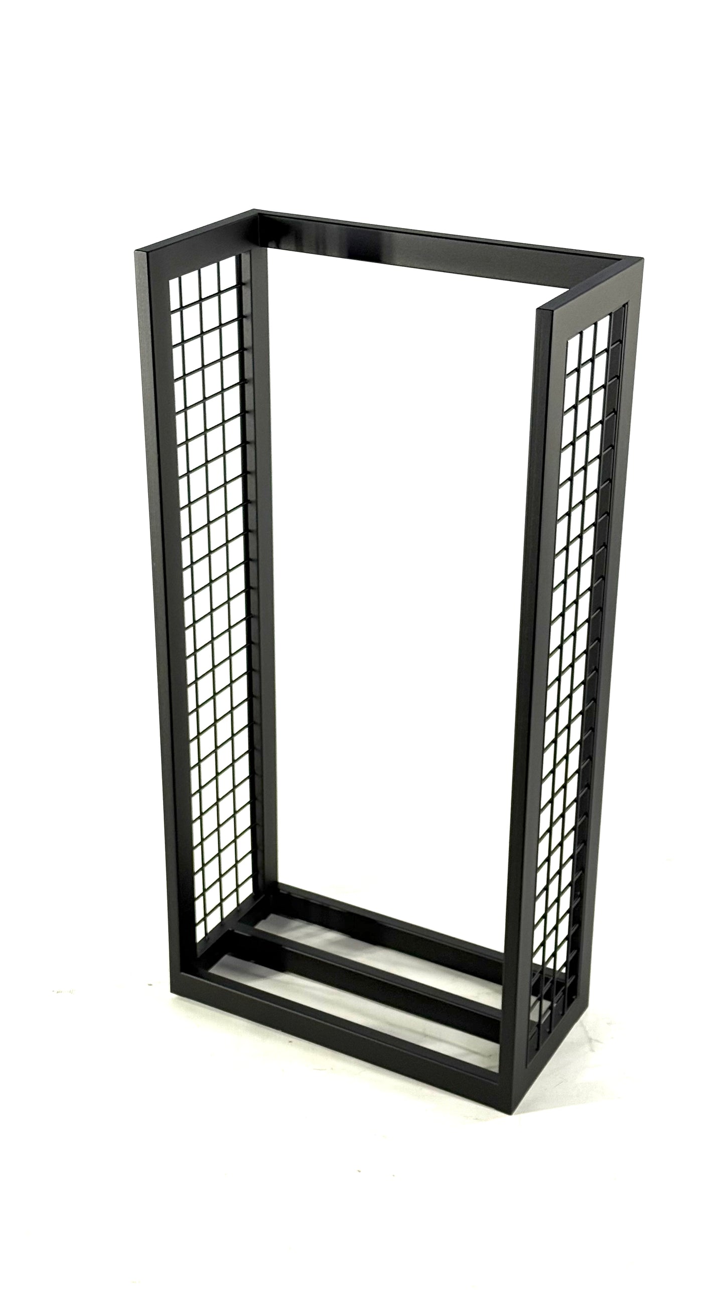 Modern Steel Firewood Rack with Mesh Sides - DIAMOND