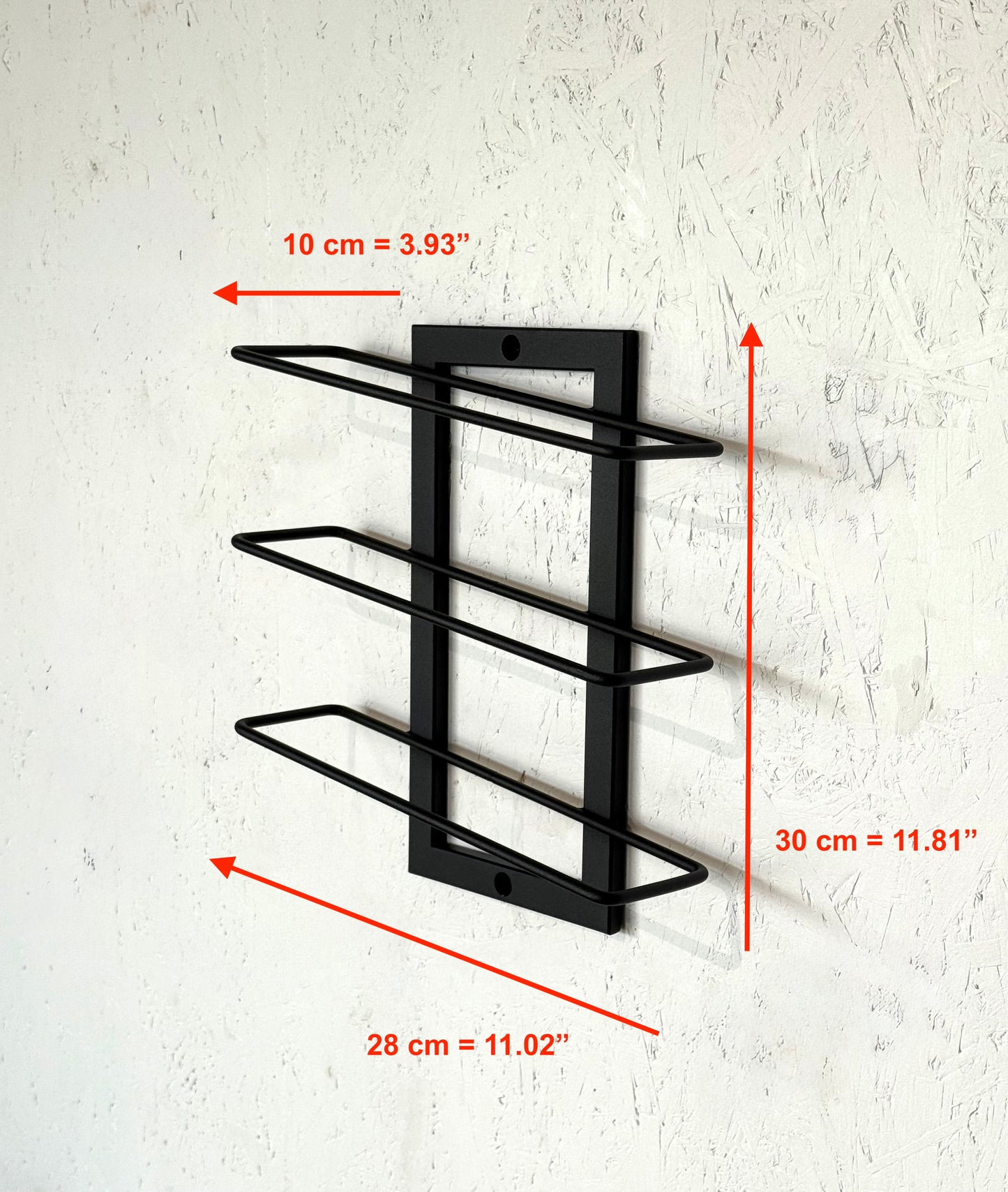Wall-Mounted Metal Wine Rack – 3 Bottle Holder