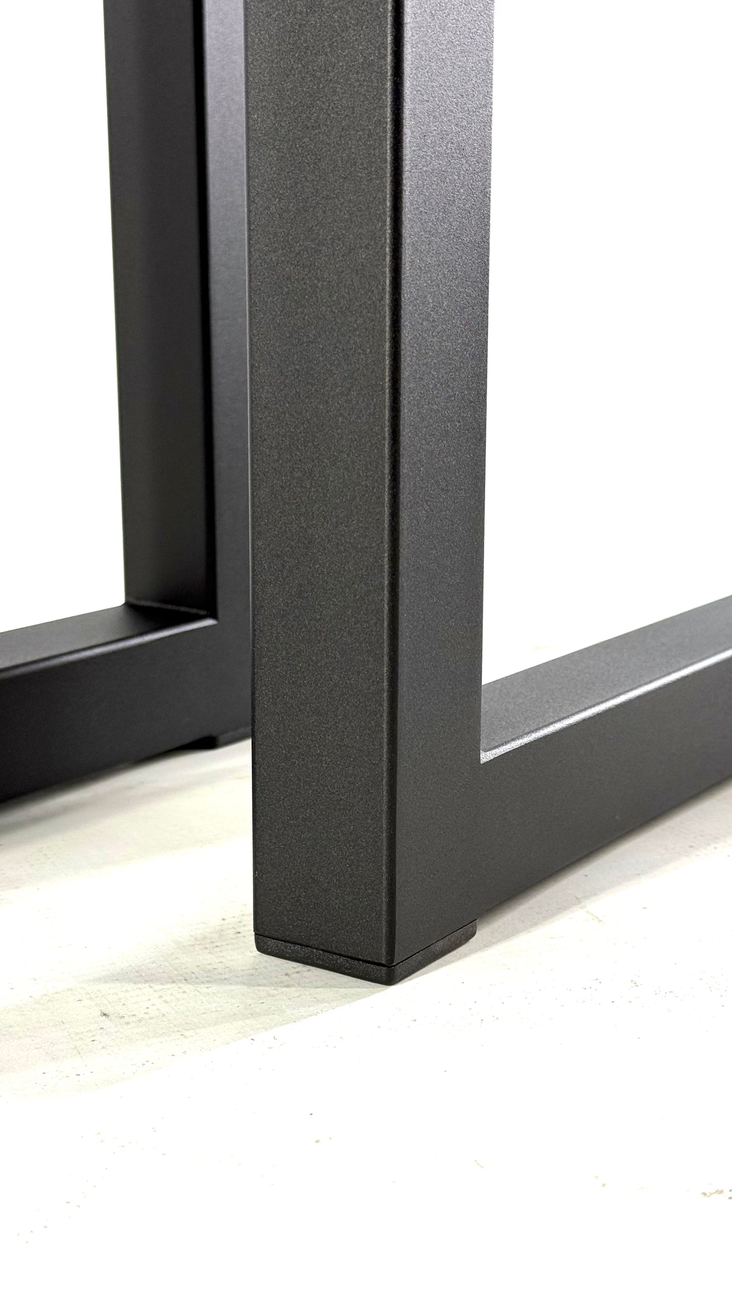Close-up with bottom side off Metal Bench Legs - SQUARE