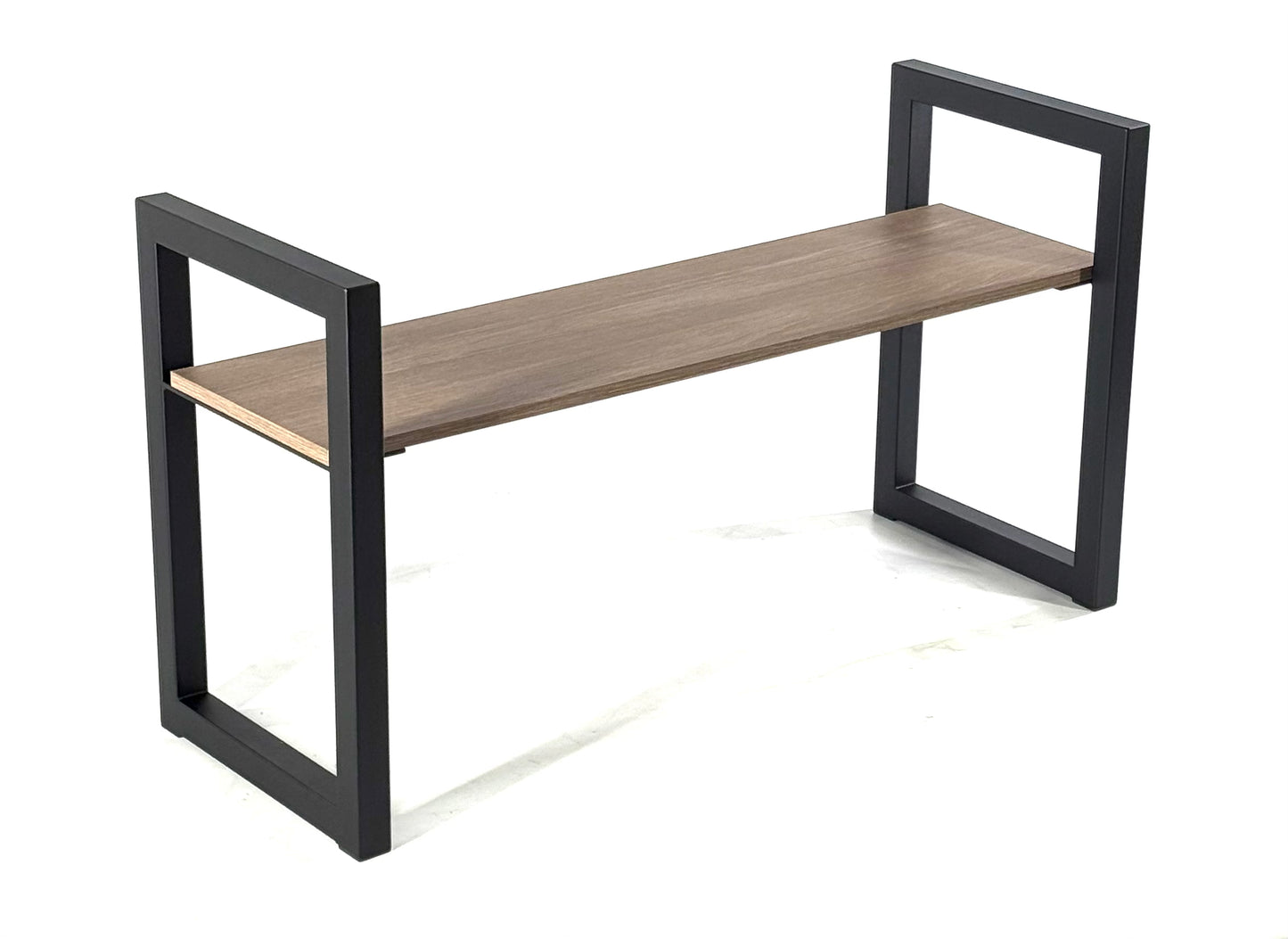 Front view with wooden seat of Metal Bench Legs - SQUARE