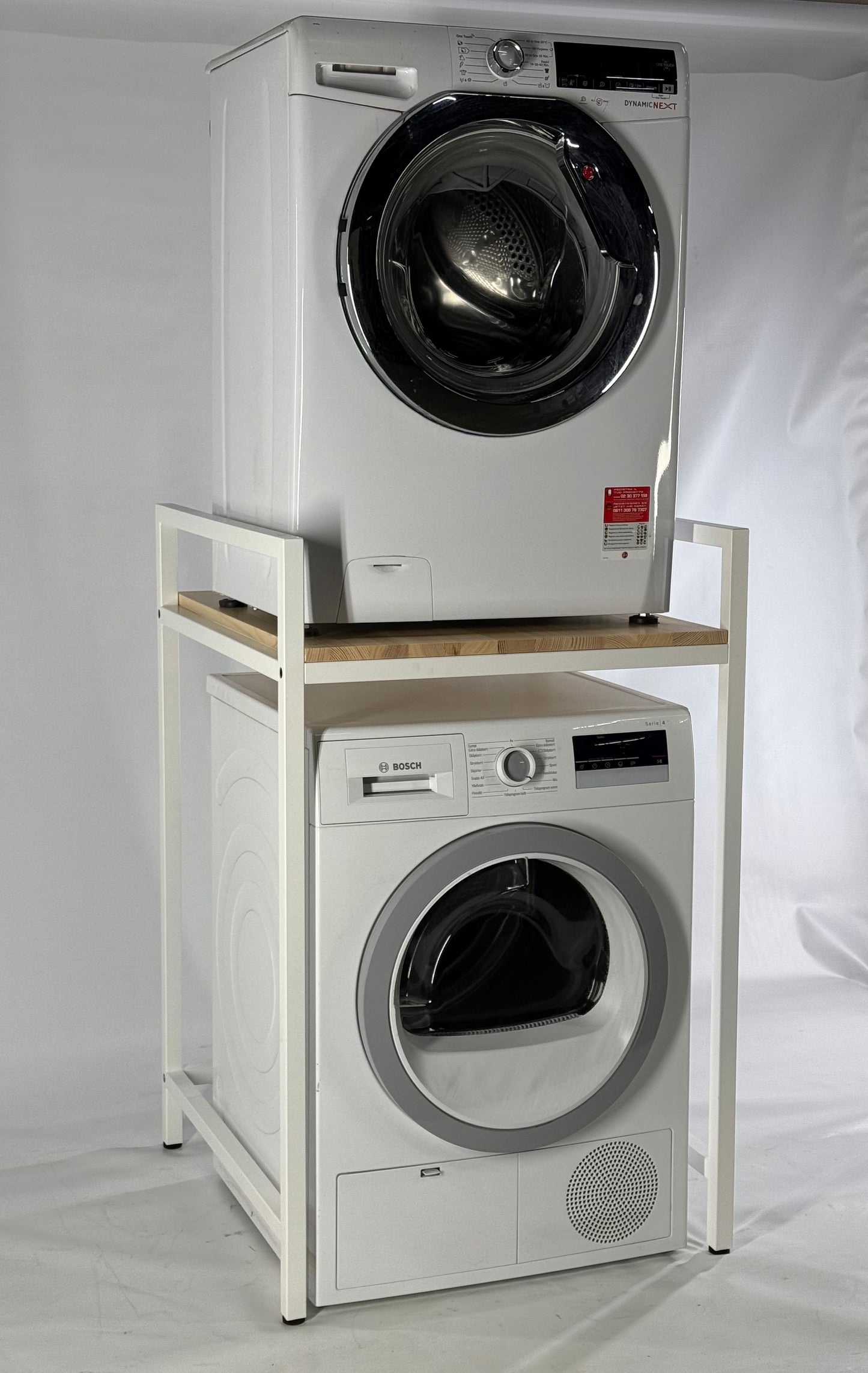 Front view with Washing Machine and Dryer of Steel Stand for Washing Machine and Dryer - FRESH
