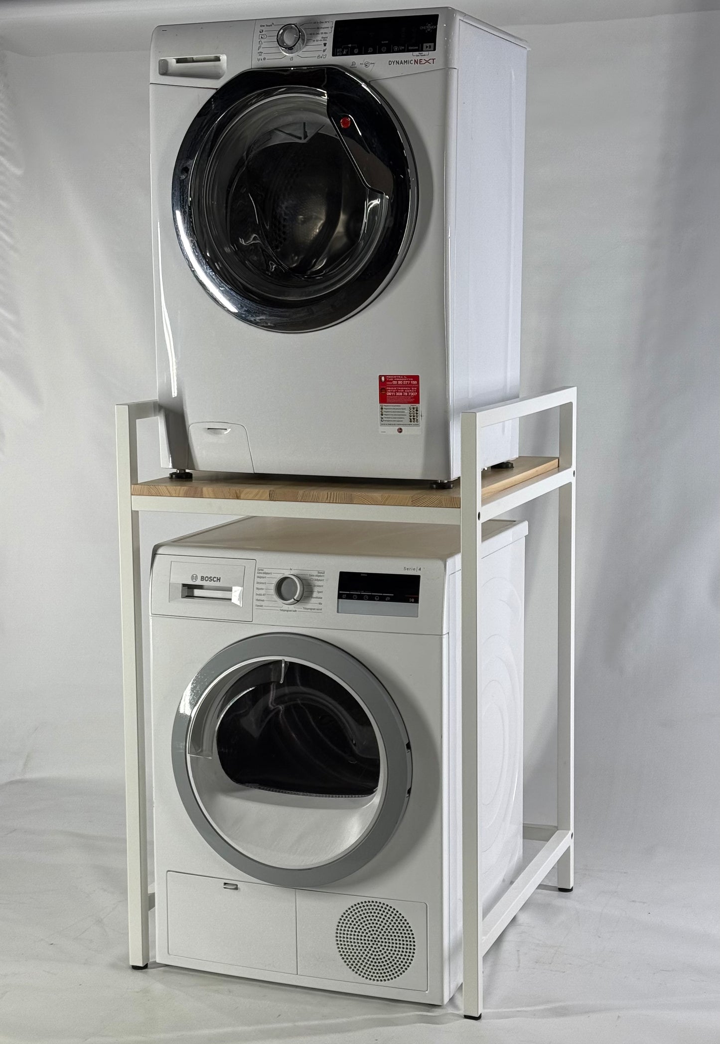 Side view with Washing Machine and Dryer of Steel Stand for Washing Machine and Dryer - FRESH