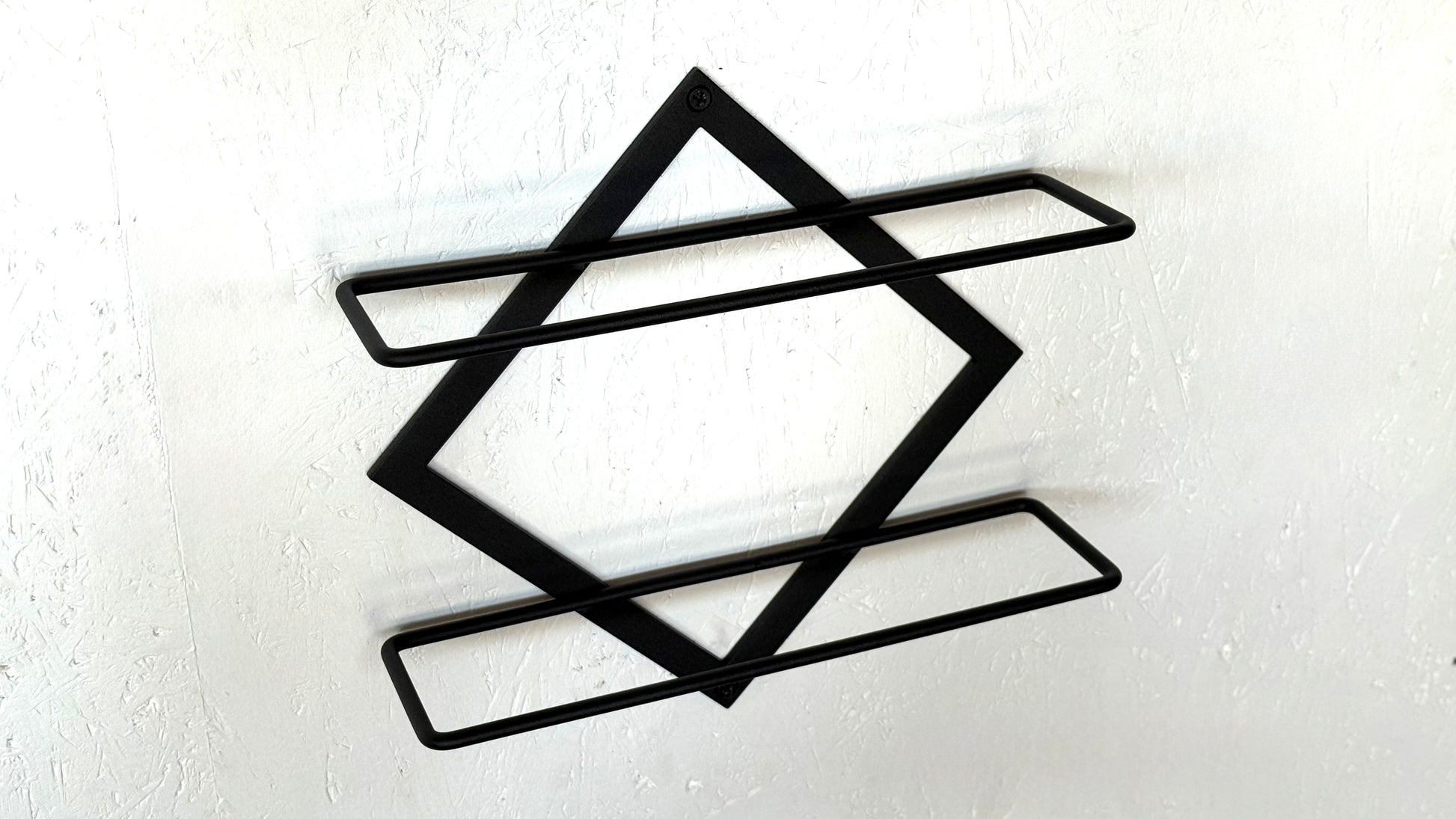 Top view of wall-mounted metal wine bar shelf