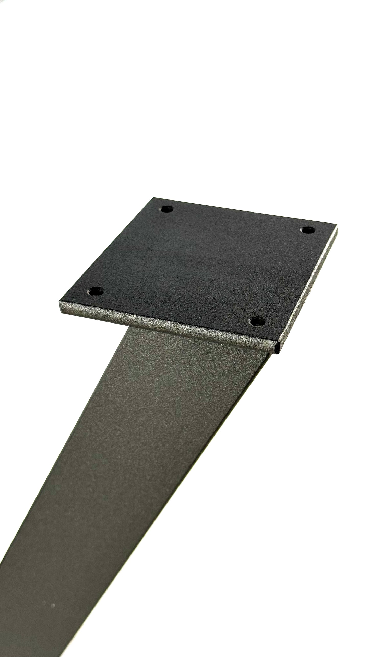 Close-up with metal plate with pre-drilled holes of Industrial Spider-Style Steel Table Base - URBAN