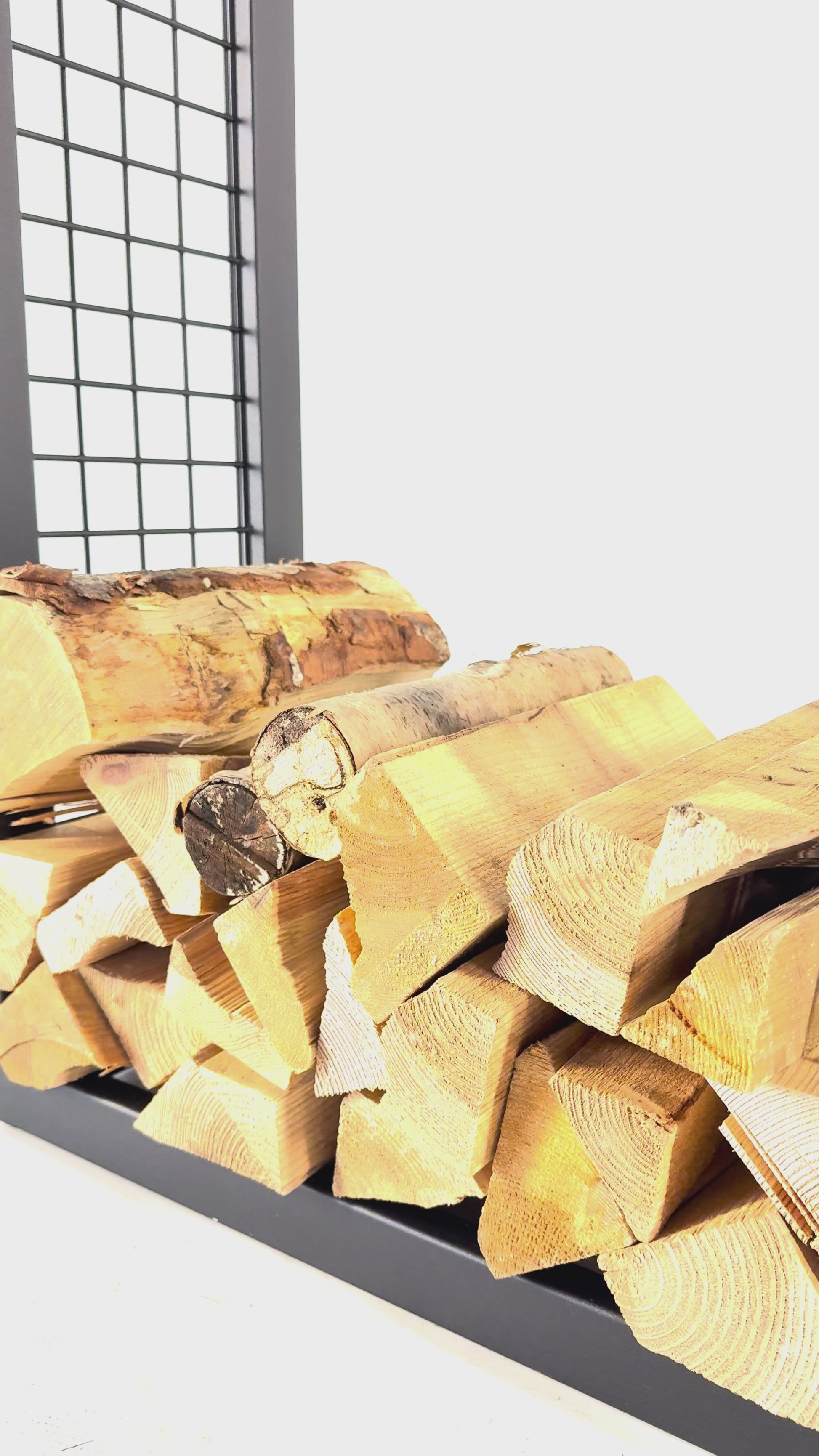 Modern Steel Firewood Rack with Mesh Sides - SQUARE Video