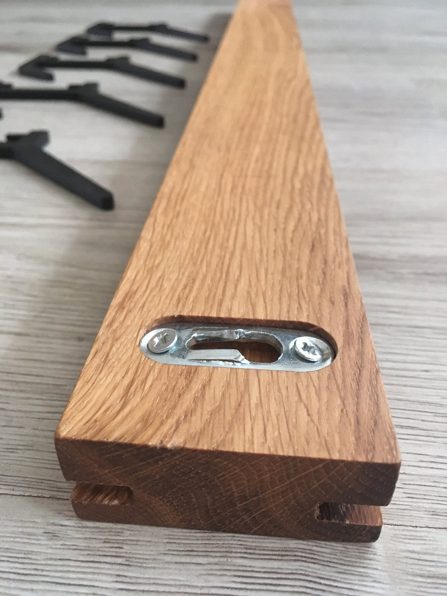 Wooden COAT & HAT rack, Wooden rack with removable hooks, Stylish walnut wood rack with sliding hooks, Entryway coat hooks/ WALNUT
