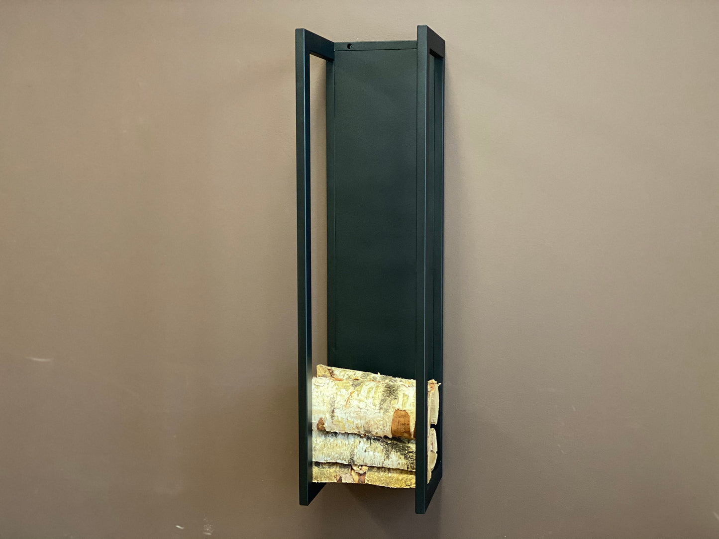 ELEGANT WALL FIREWOOD rack with wall protector/ metal plate