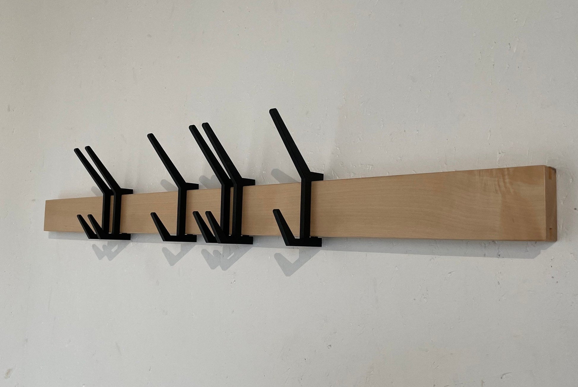 Wooden COAT & HAT rack, Wooden rack with removable hooks, Stylish maple wood rack with sliding hooks, Entryway coat hooks/ MAPLE
