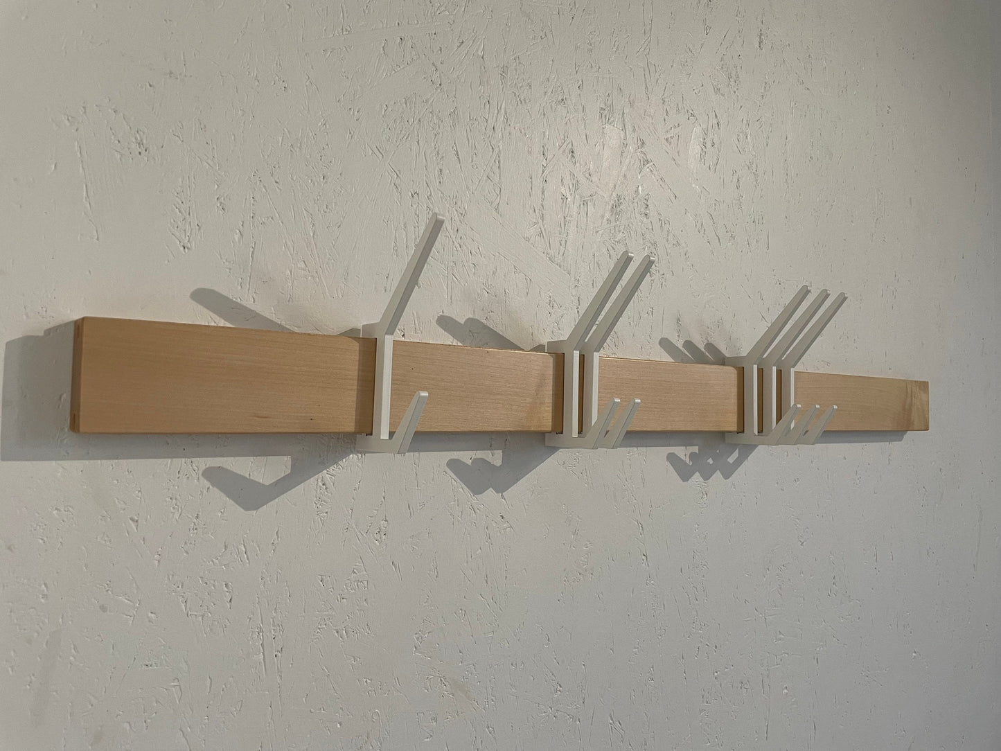 Wooden COAT & HAT rack, Wooden rack with removable hooks, Stylish maple wood rack with sliding hooks, Entryway coat hooks/ MAPLE