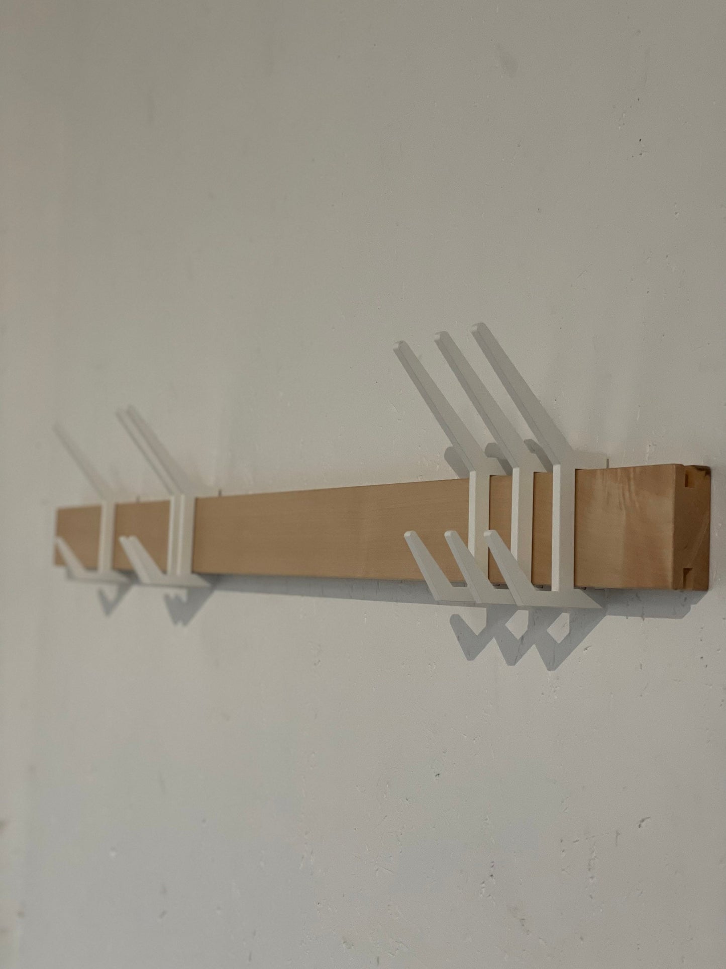 Wooden COAT & HAT rack, Wooden rack with removable hooks, Stylish maple wood rack with sliding hooks, Entryway coat hooks/ MAPLE