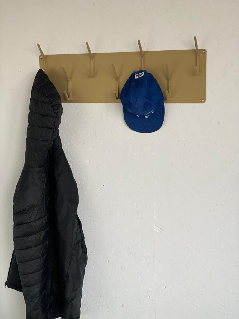 INDUSTRIAL style steel coat & hat rack covered with powder coating/ ANODIC GOLD