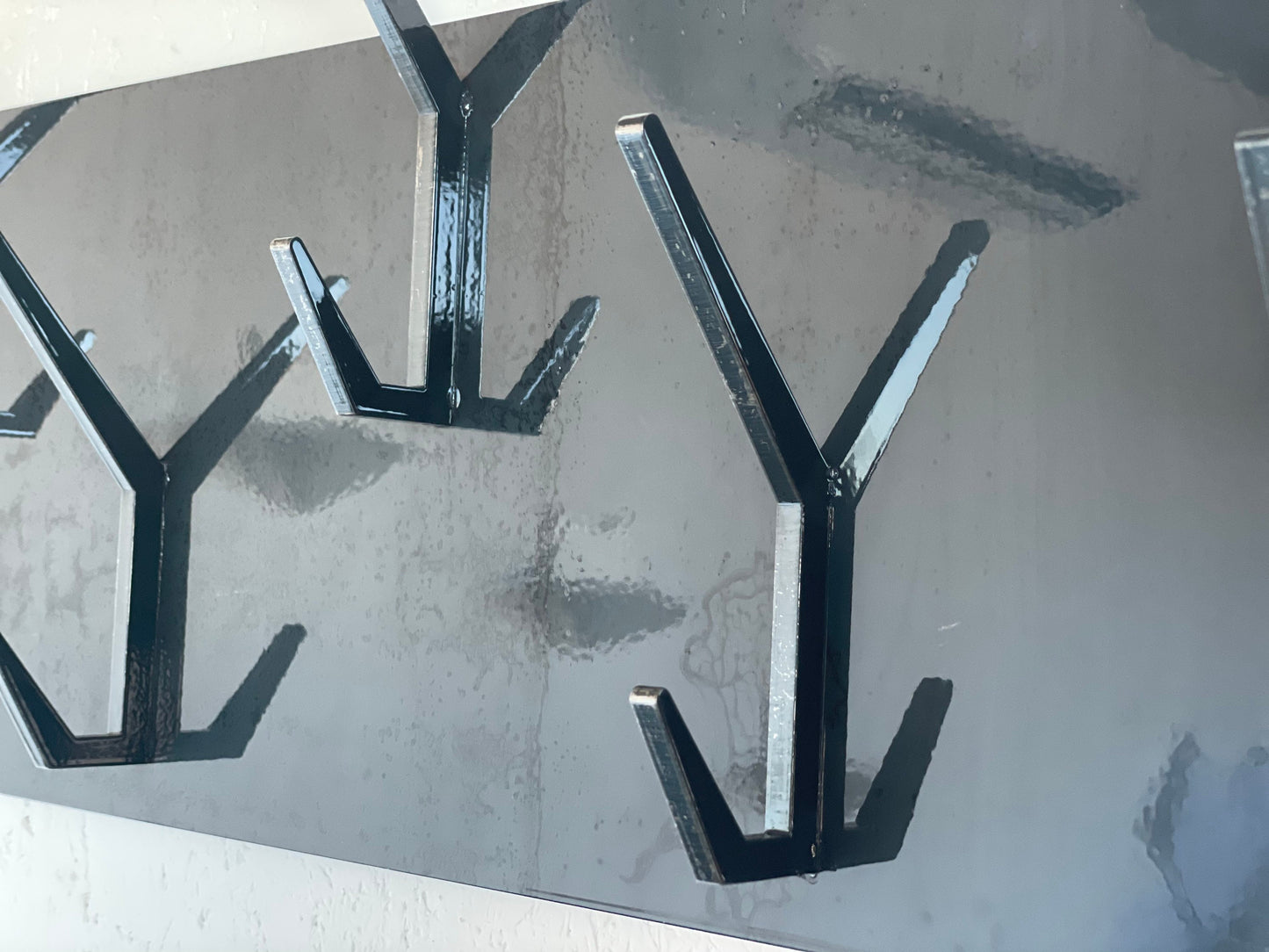 Industrial style steel coat & hat rack covered with powder coating/ RAW STEEL + LACQUER