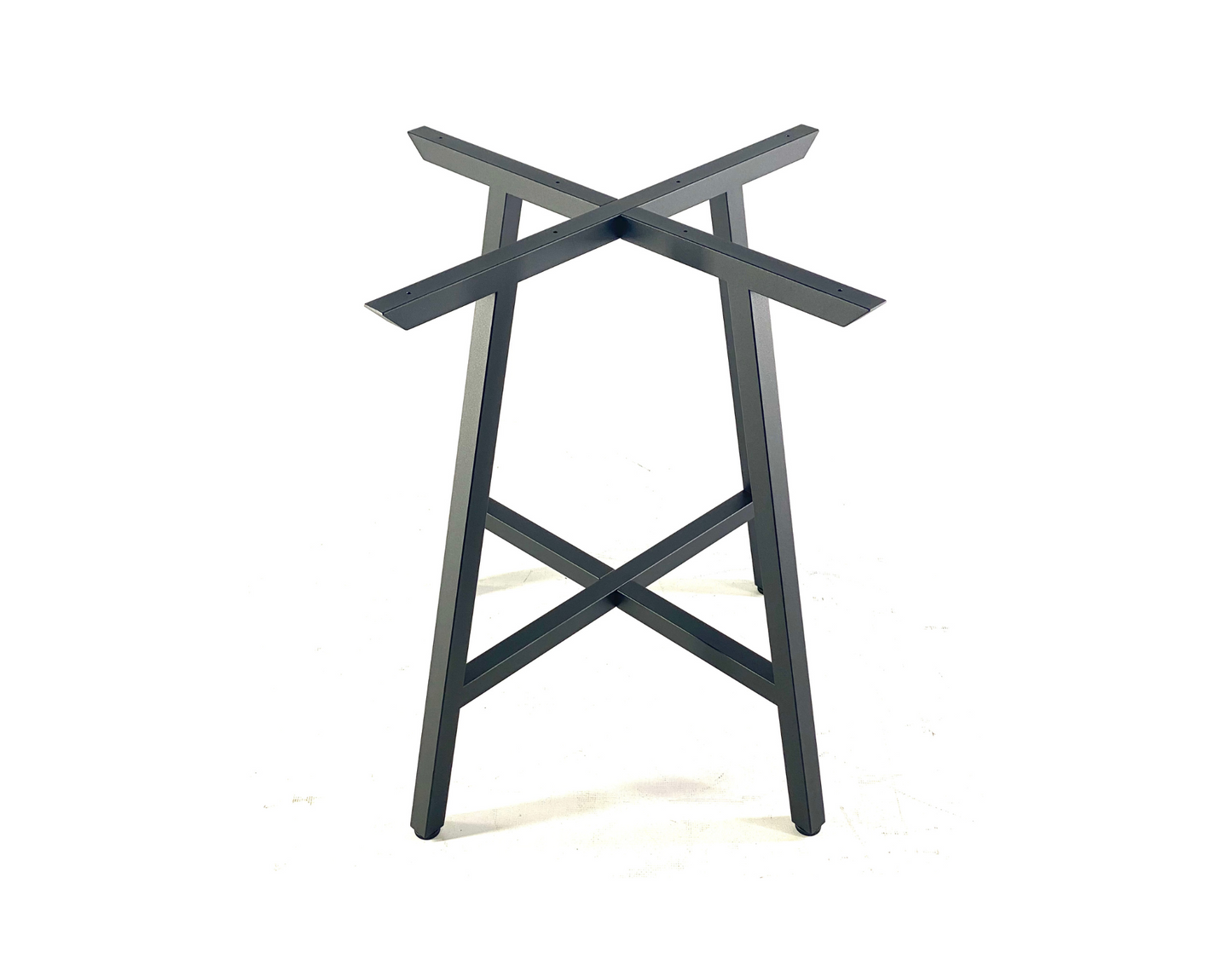 Front view of  thin elegant steel table base - CROSS SLIM