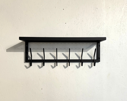 front view of Steel coat & hat rack with shelf