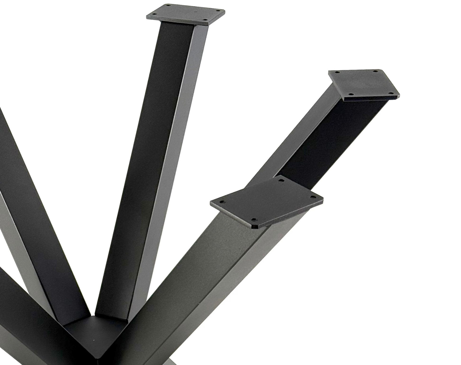 Close-up with top plates of Spider Style Dining Table Base Covered with Powder Coating Black