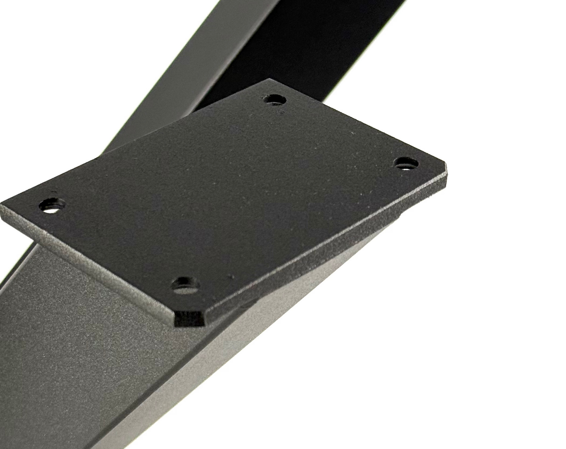 Close-up with top plate with holes for mounting screws of Spider Style Dining Table Base Covered with Powder Coating Black