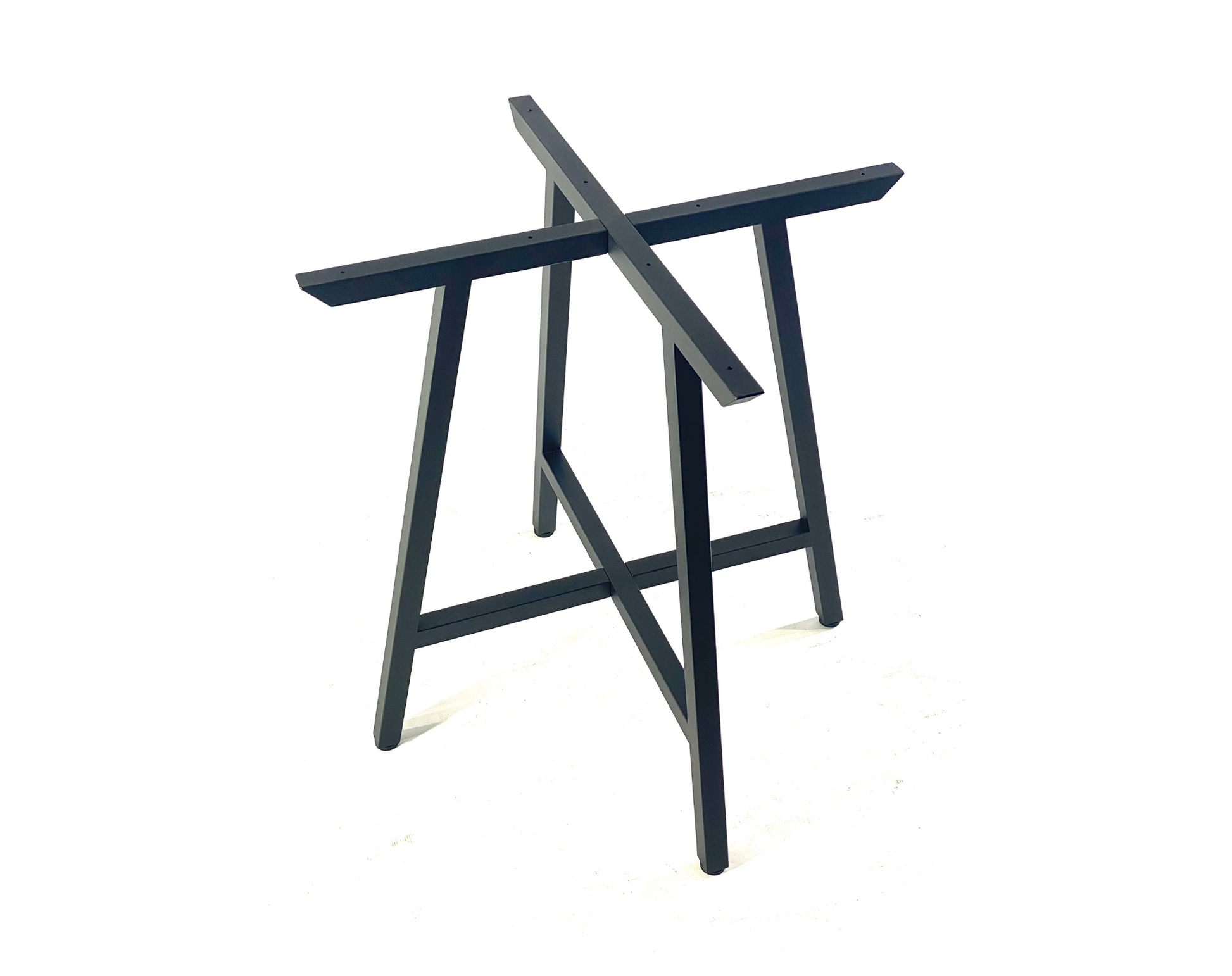 Close up of  thin elegant steel table base - CROSS SLIM