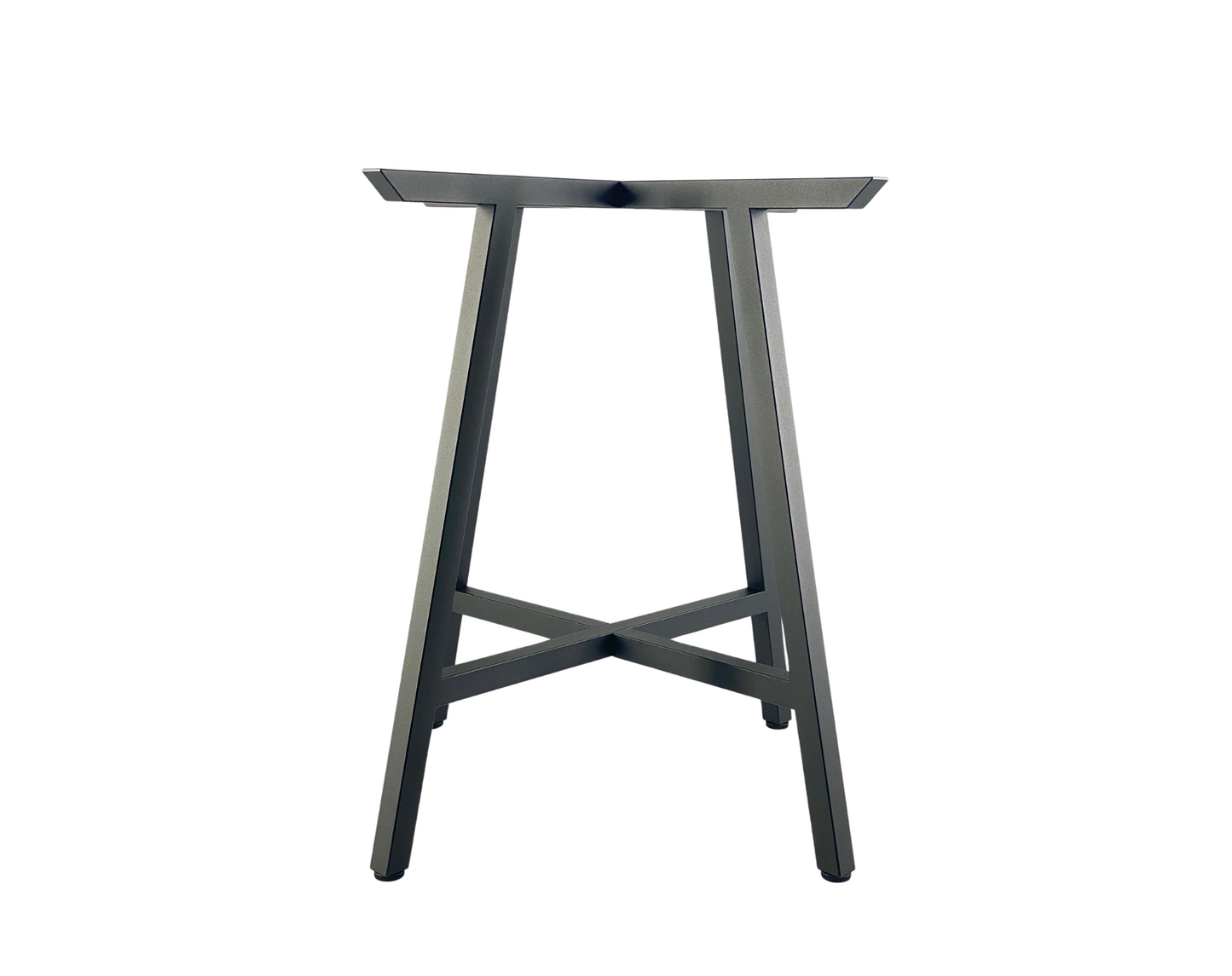 Side view of  thin elegant steel table base - CROSS SLIM