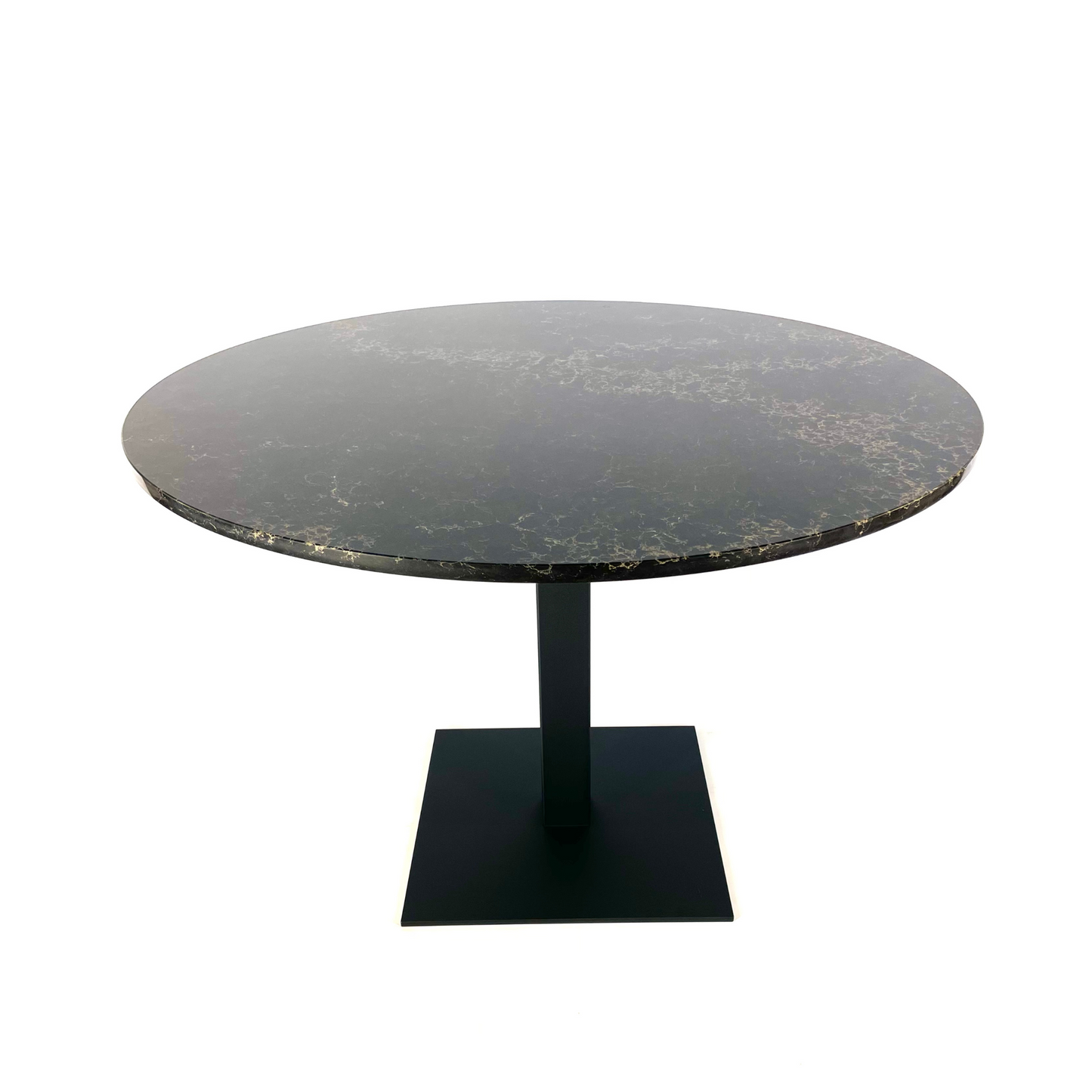 Side view with stone top of Pedestal table base - SQUARE