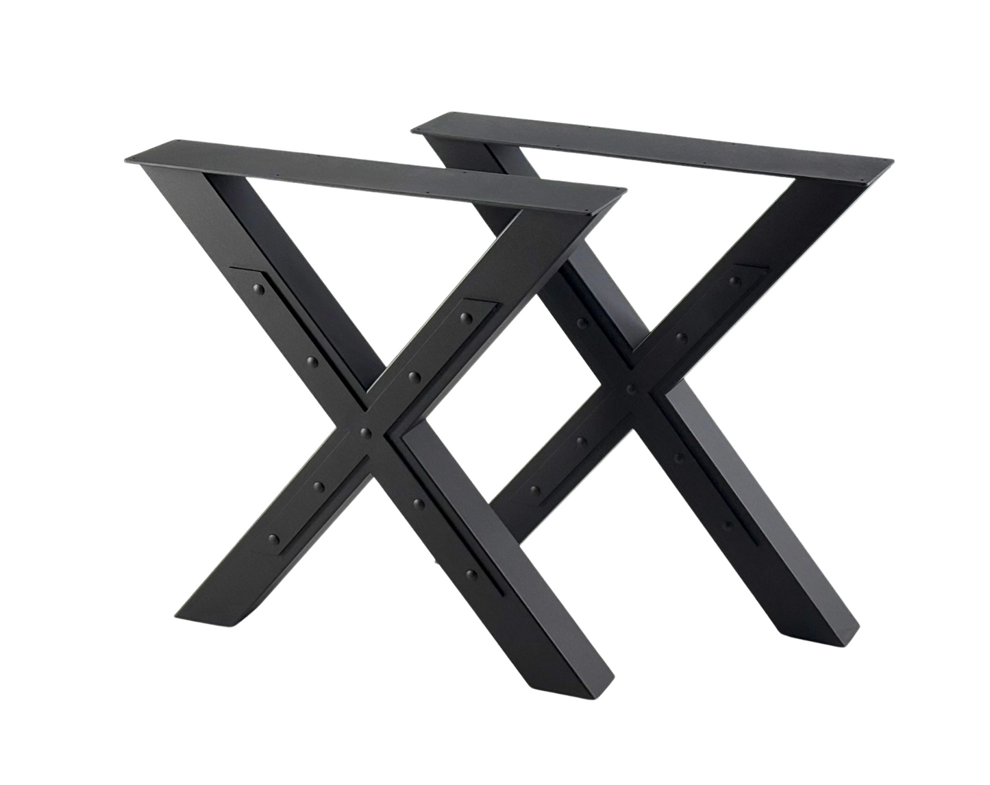 Front view of Heavy Duty Steel X-Frame Table Legs - FARM