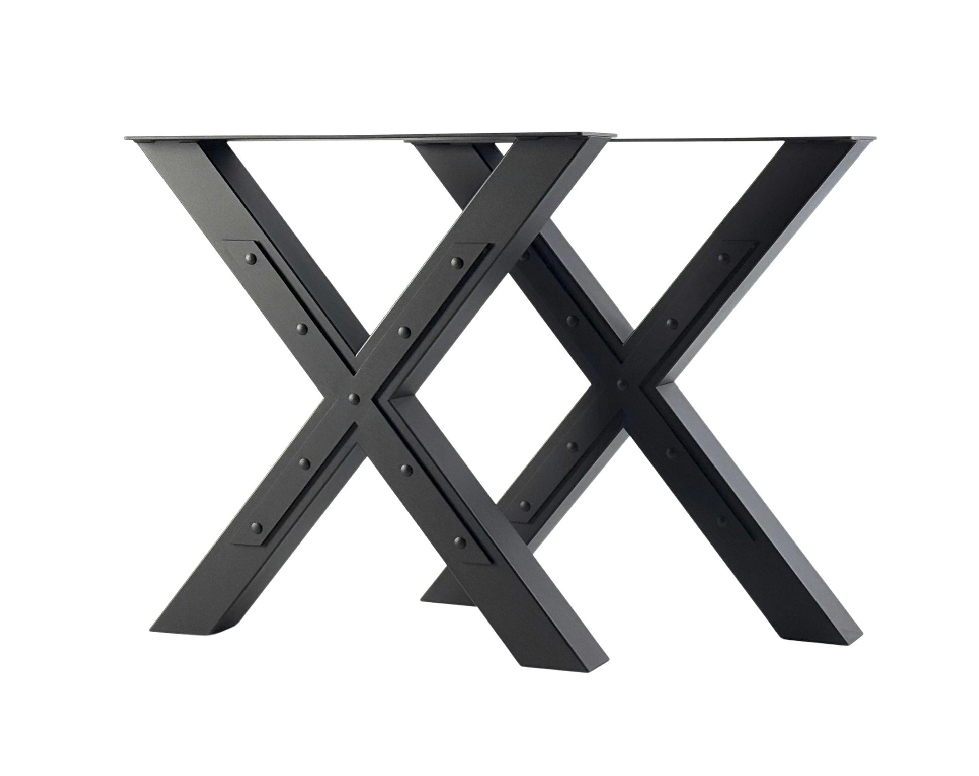 Front view of Heavy Duty Steel X-Frame Table Legs - FARM