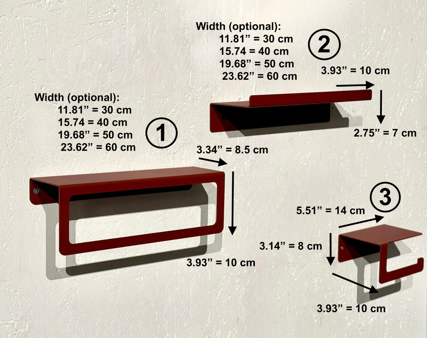 Modern Steel Wall Shelf Set with Towel Bar and Toilet Paper Holder