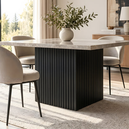 Fluted Steel Dining Table Base, Modern Metal Pedestal
