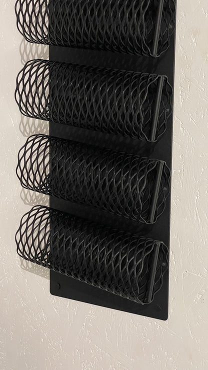 Close-up with bottom part of Wall-Mounted Metal Wine Rack