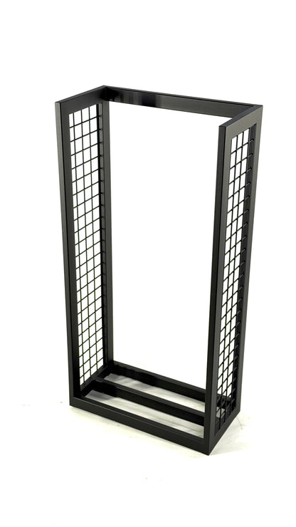 Modern Steel Firewood Rack with Mesh Sides - DIAMOND
