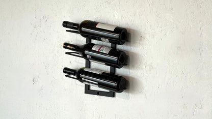 Wall-Mounted Metal Wine Rack – 3 Bottle Holder