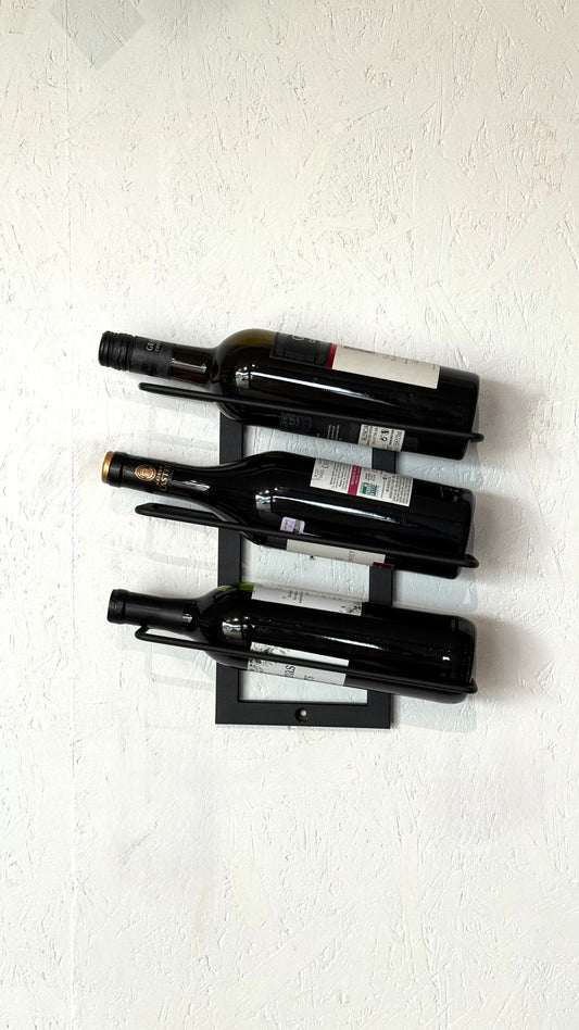 Wall-Mounted Metal Wine Rack – 3 Bottle Holder