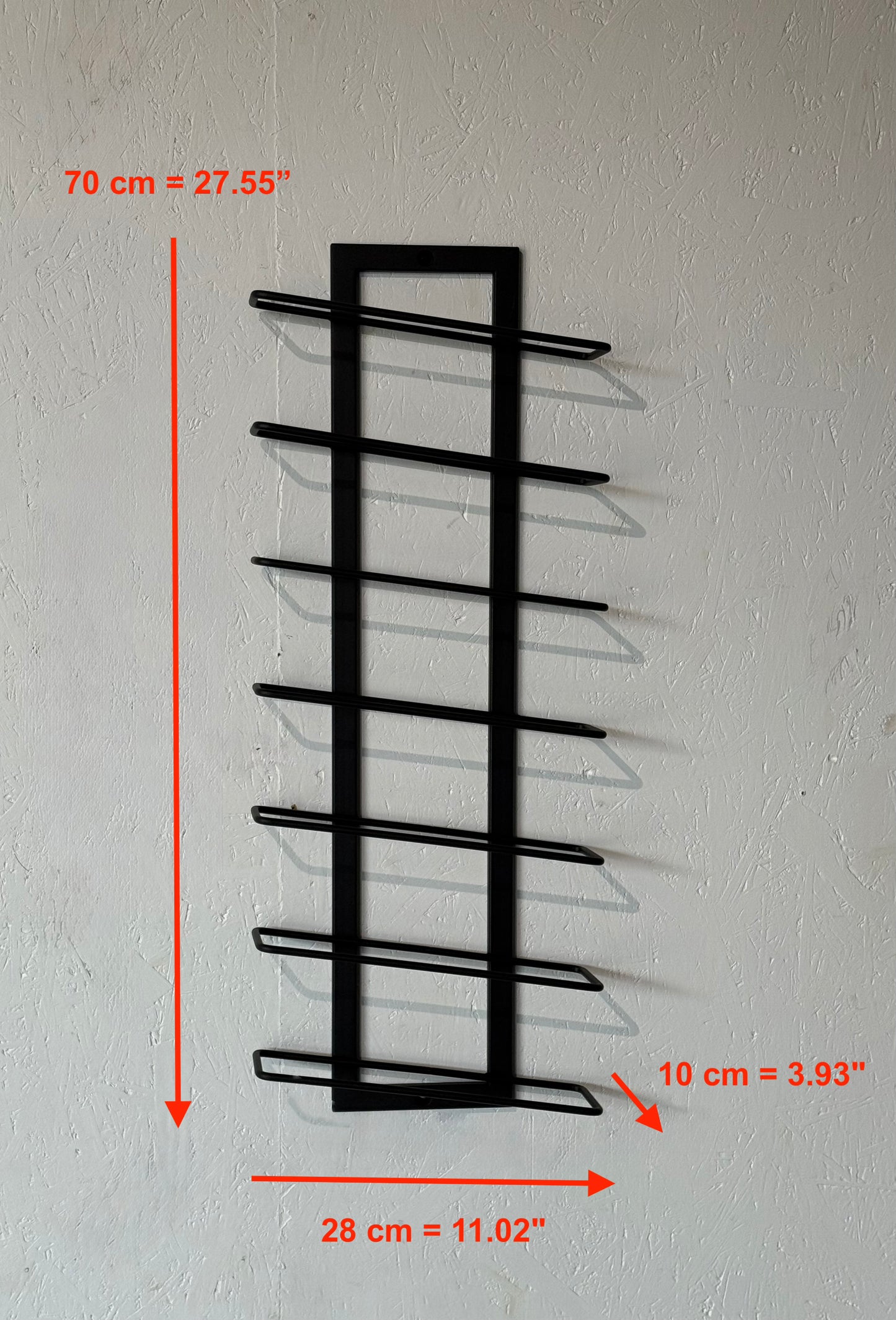 Modern Wall-Mounted Metal Wine Rack - 7 Bottle Holder