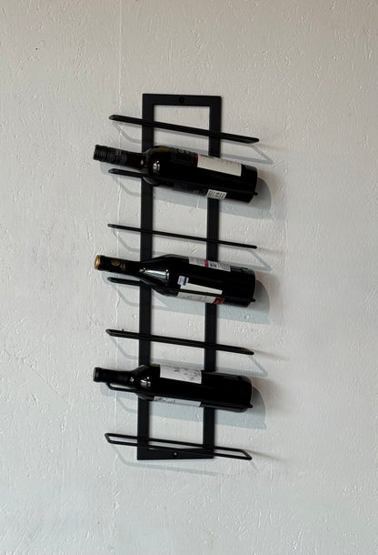 Modern Wall-Mounted Metal Wine Rack - 7 Bottle Holder