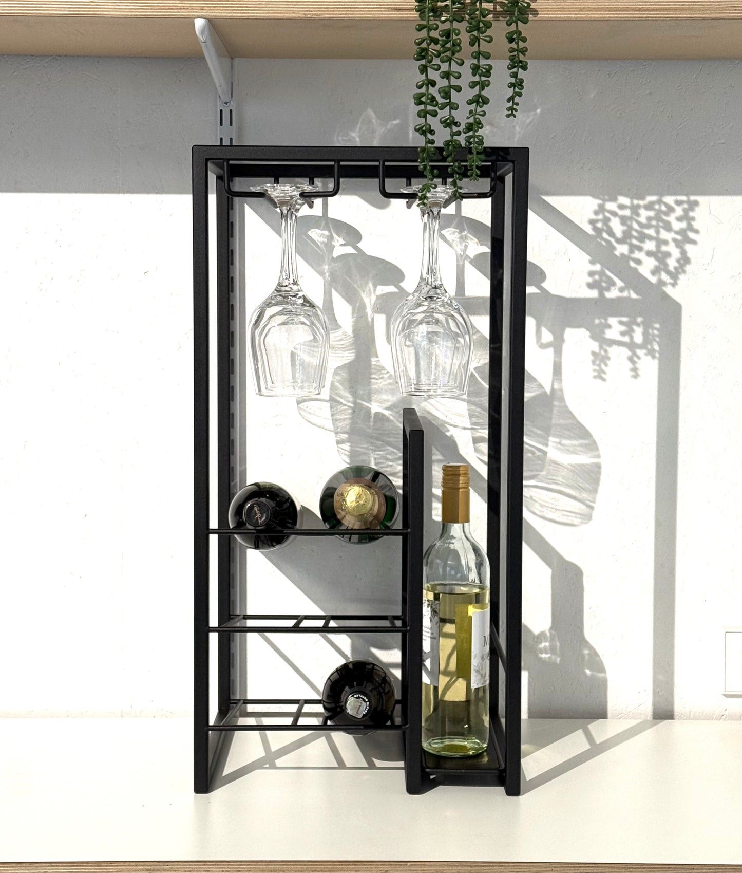 Front view in interior of Free Standing Wine Rack