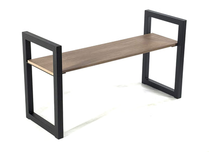 Front view with wooden seat of Metal Bench Legs - SQUARE