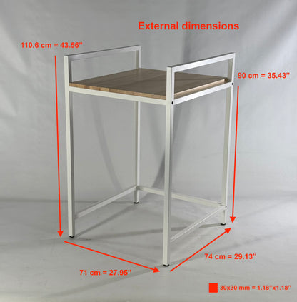 Front view with dimensions of Side view of Steel Stand for Washing Machine and Dryer - FRESH