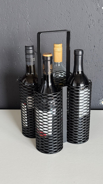Front view with wine bottles of Metal Wine Basket - CARRY