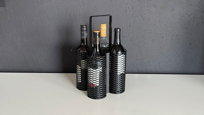 Front view with wine bottles of Front view with wine bottles of Metal Wine Basket - CARRY