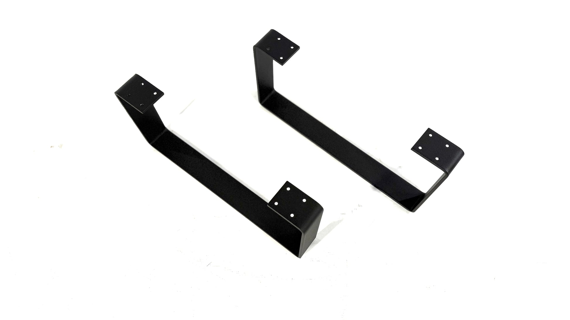 Top view with holes for mounting screof Set of 2 Metal Table Legs – Industrial Steel Bench & Console Frame – Powder Coated Furniture Legs for TV Stand, Sideboard, Coffee Table
