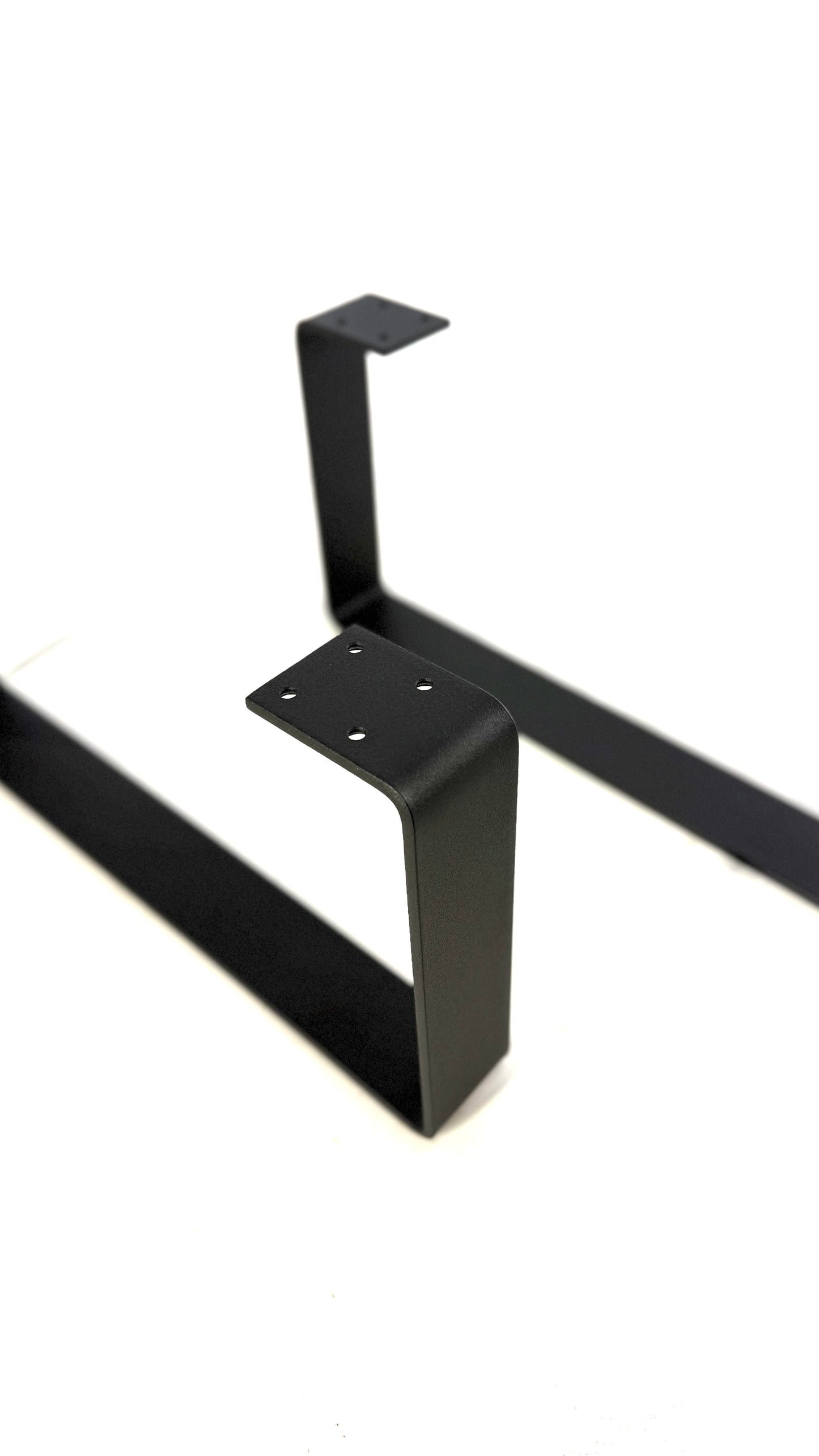 Close-up with holes for mounting screws of Set of 2 Metal Table Legs – Industrial Steel Bench & Console Frame – Powder Coated Furniture Legs for TV Stand, Sideboard, Coffee Table