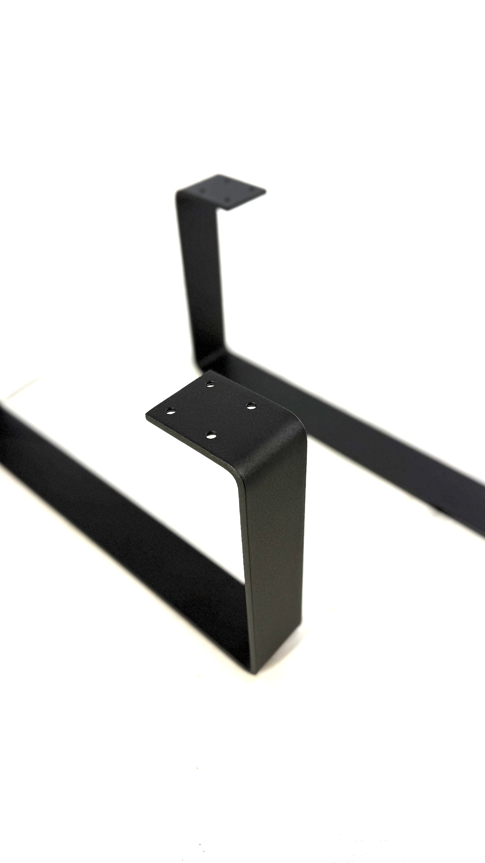 Close-up with holes for mounting screws of Set of 2 Metal Table Legs – Industrial Steel Bench & Console Frame – Powder Coated Furniture Legs for TV Stand, Sideboard, Coffee Table