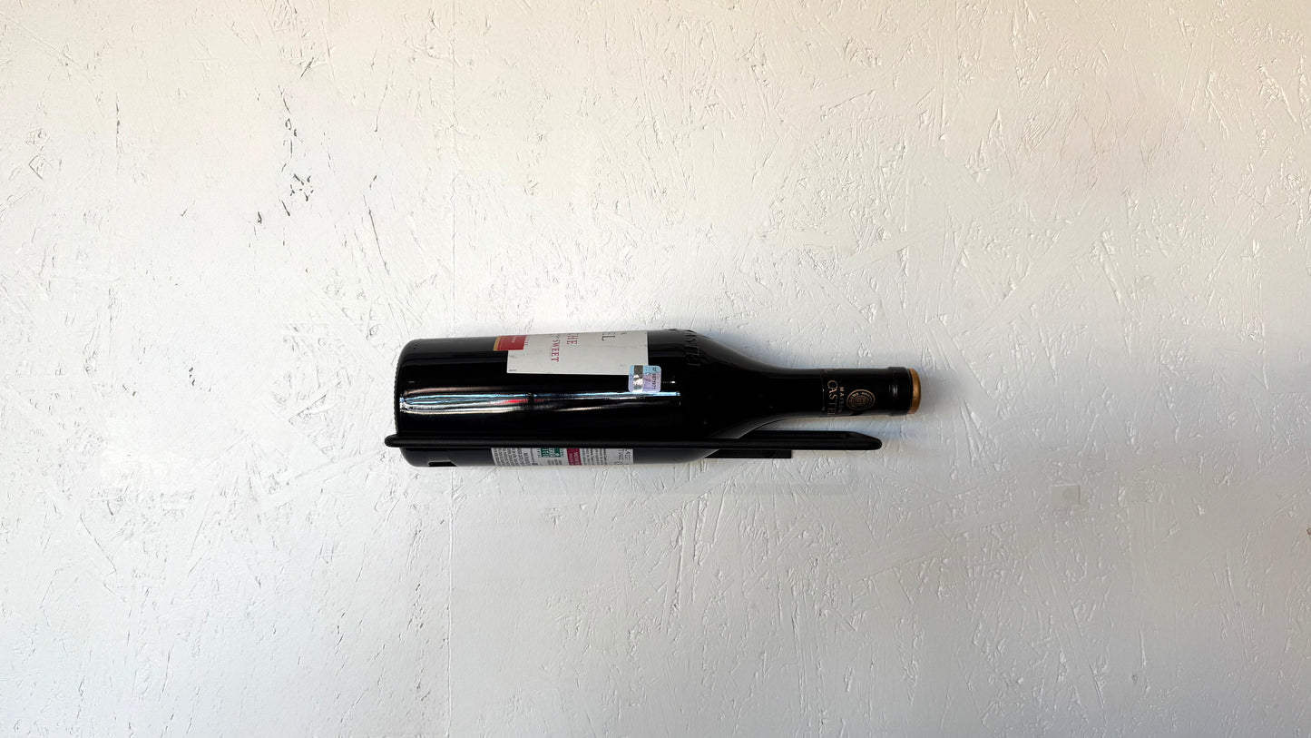 Front view with wine bottle of 1 Metal Wine Shelf - SLIM