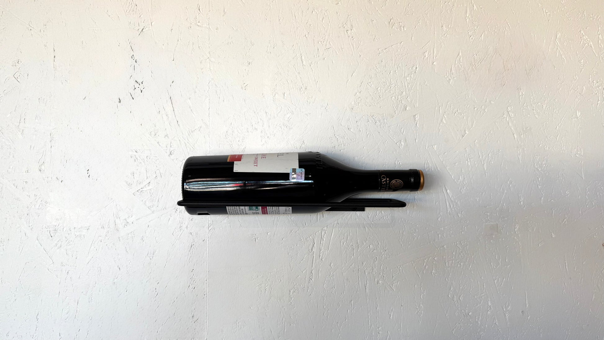 Front view with wine bottle of 1 Metal Wine Shelf - SLIM